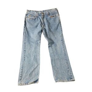 Carhartt Men's Relaxed Fit Jeans 38x32 Light Wash Denim 100% Cotton Flawed